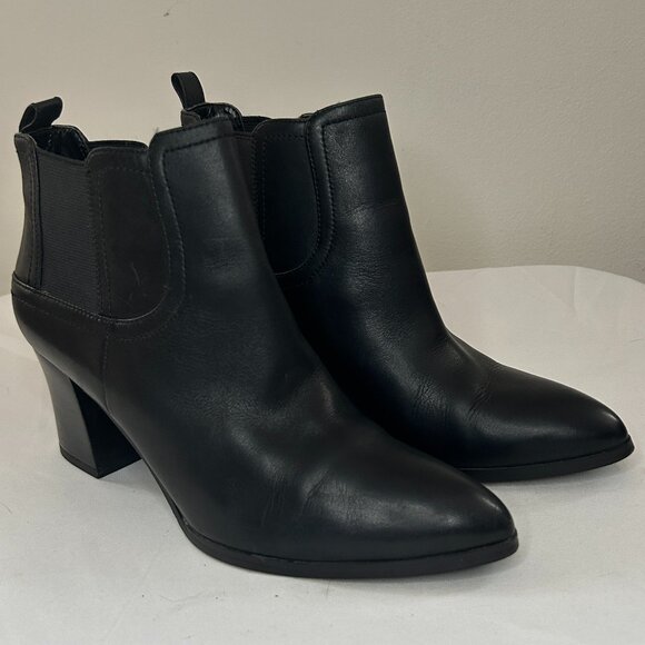 Franco Sarto Boots Black Leather Cita Chelsea Ankle Bootie - Picture 2 of 8